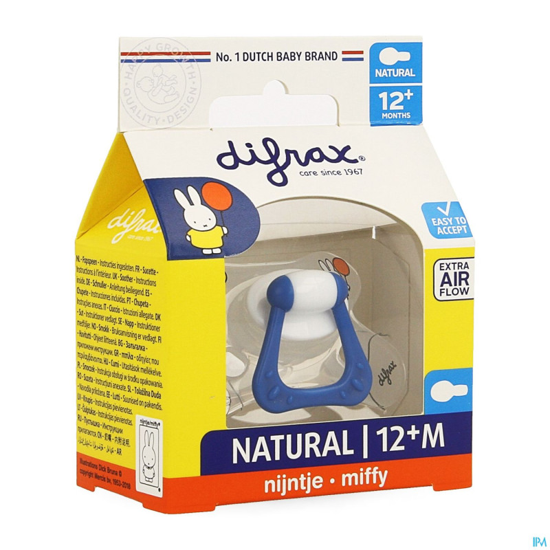 Difrax sucette natural 12m+ miffy