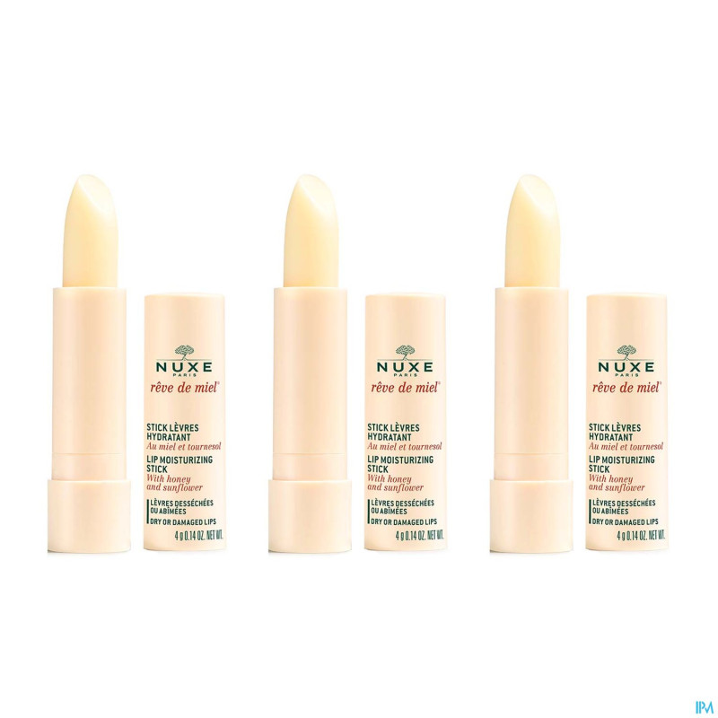Nuxe reve de miel trio de stick levres hydra 3x4g