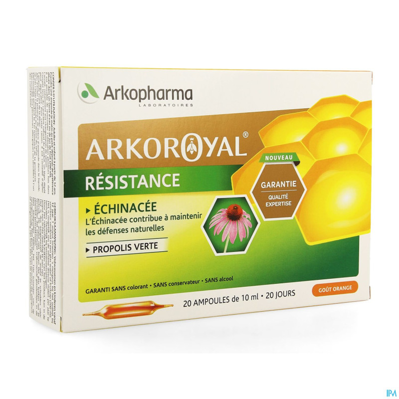 Arkoroyal resistance echin.+prop verte amp 20x10ml