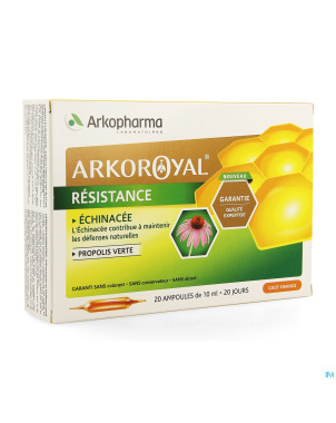 Arkoroyal resistance echin.+prop verte amp 20x10ml