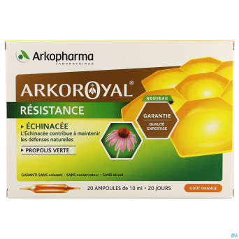 Arkoroyal resistance echin.+prop verte amp 20x10ml