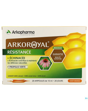 Arkoroyal resistance echin.+prop verte amp 20x10ml
