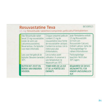 Rosuvastatine teva 15mg comp pell 100