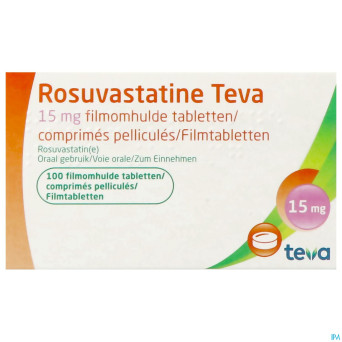 Rosuvastatine teva 15mg comp pell 100