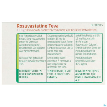 Rosuvastatine teva 15mg comp pell 100