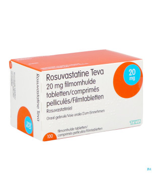 Rosuvastatine teva 20mg comp pell 100
