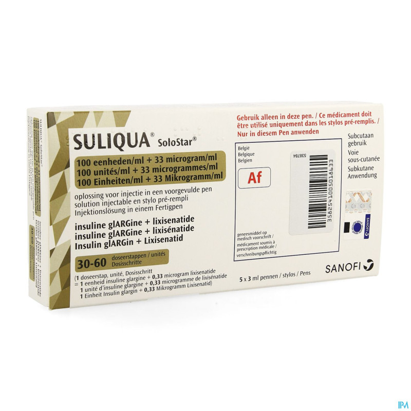 Suliqua solostar 100u/ml+33mcg/ml stylo prer.5x3ml