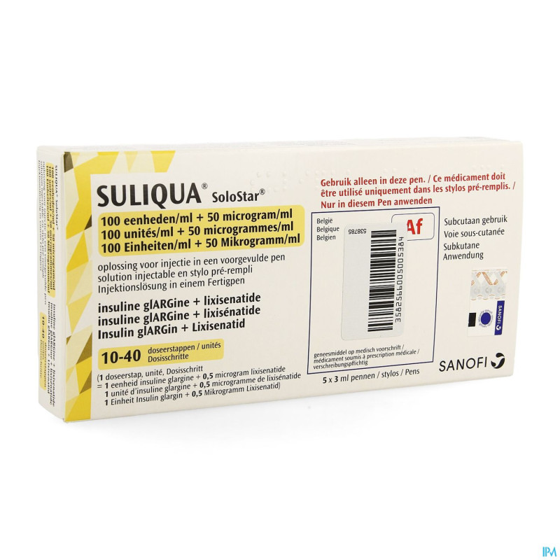 Suliqua solostar 100u/ml+50mcg/ml stylo prer.5x3ml