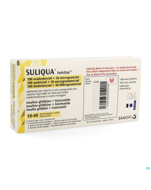 Suliqua solostar 100u/ml+50mcg/ml stylo prer.5x3ml