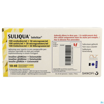 Suliqua solostar 100u/ml+50mcg/ml stylo prer.5x3ml