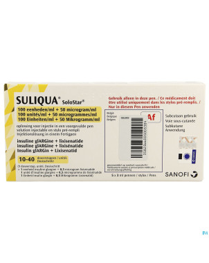Suliqua solostar 100u/ml+50mcg/ml stylo prer.5x3ml