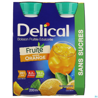 Delical boisson fruitee orange edulcoree   4x200ml