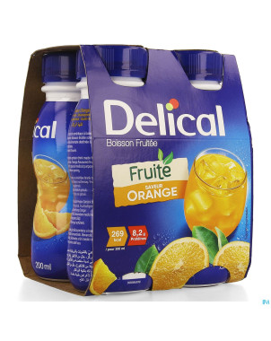 Delical boisson fruitee orange    4x200ml