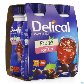 Delical boisson fruitee raisin    nf  4x200ml