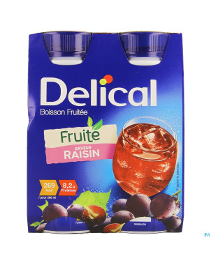 Delical boisson fruitee raisin    nf  4x200ml