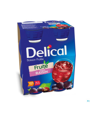 Delical boisson fruitee raisin    nf  4x200ml