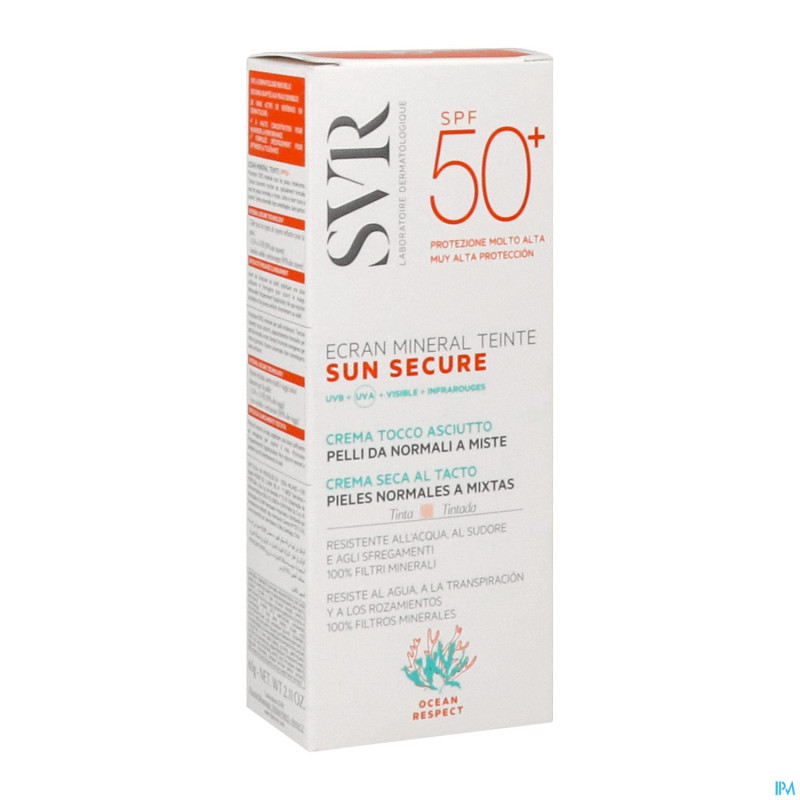 Svr sun secure mineral tein.peau normal spf50+60ml