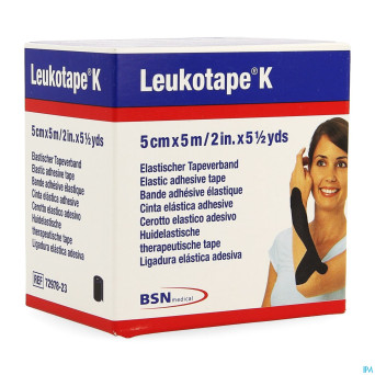 Leukotape k bande adh elast noir    5cmx5m 1