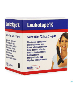Leukotape k bande adh elast noir    5cmx5m 1