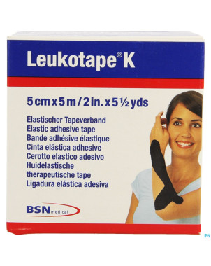 Leukotape k bande adh elast noir    5cmx5m 1