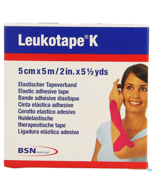 Leukotape k bande adh elast rose    5cmx5m 1
