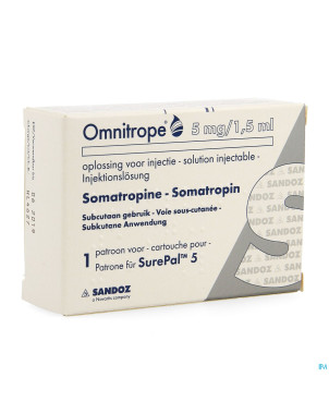 Omnitrope sandoz  5mg/1,5ml sol inj cart. verre 1