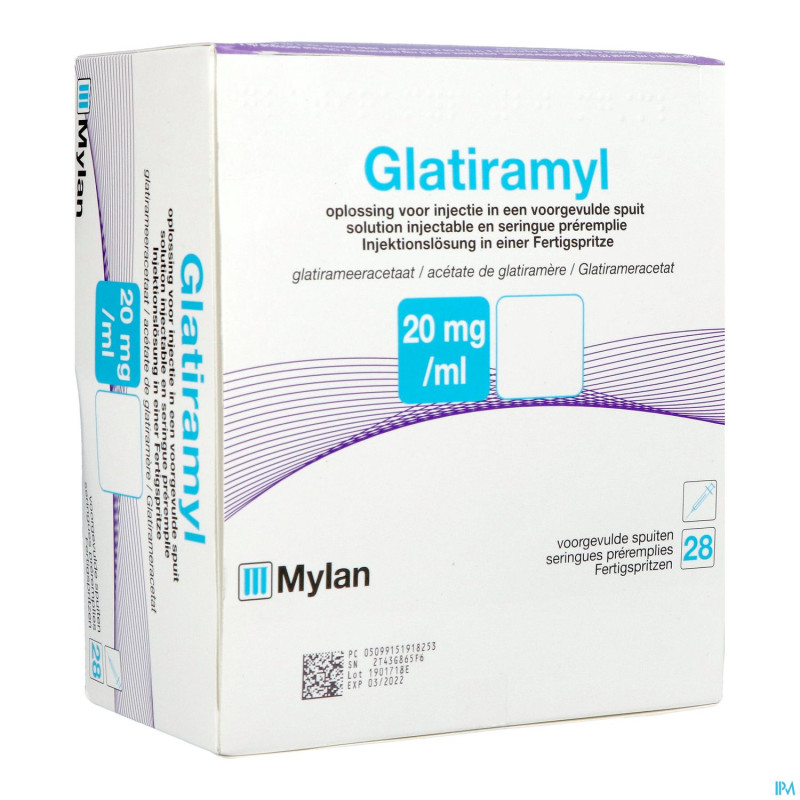 Glatiramyl 20mg/ml sol inj seringue preremplie  28