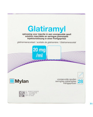 Glatiramyl 20mg/ml sol inj seringue preremplie  28
