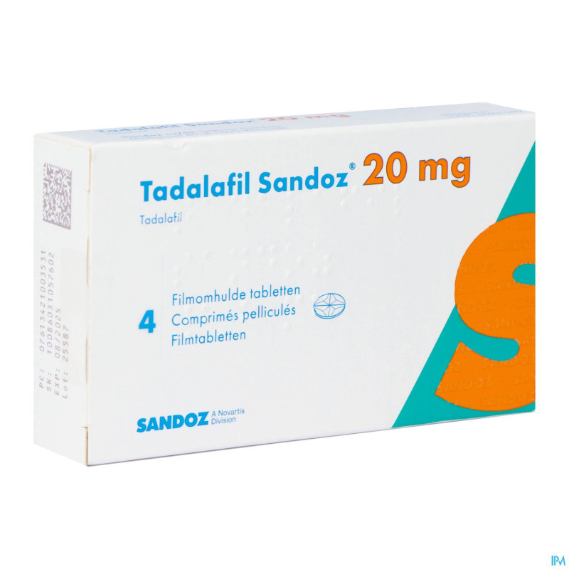 Tadalafil sandoz 20,0mg comp pell  4 x 20,0mg