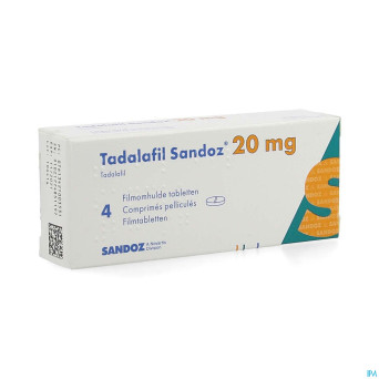 Tadalafil sandoz 20,0mg comp pell  4 x 20,0mg