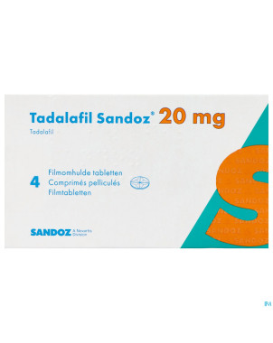Tadalafil sandoz 20,0mg comp pell  4 x 20,0mg