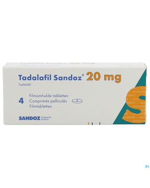 Tadalafil sandoz 20,0mg comp pell  4 x 20,0mg