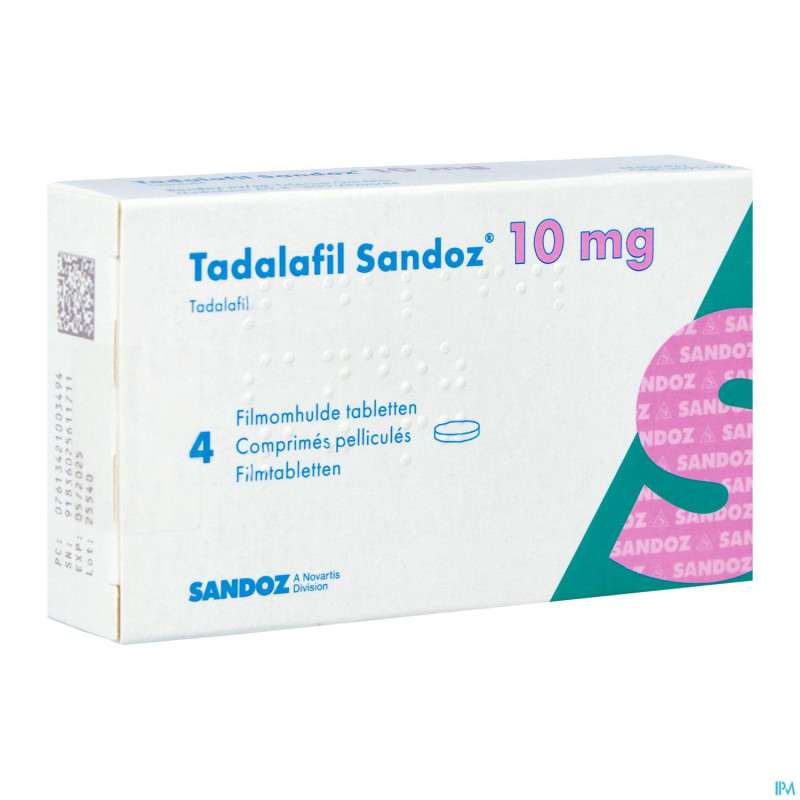 Tadalafil sandoz 10,0mg comp pell  4 x 10,0mg