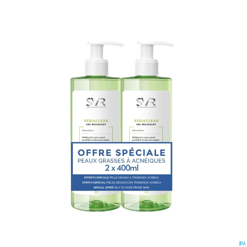 Svr sebiaclear gel moussant duo tb 2x400ml