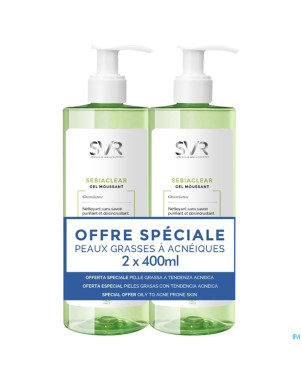 Svr sebiaclear gel moussant duo tb 2x400ml