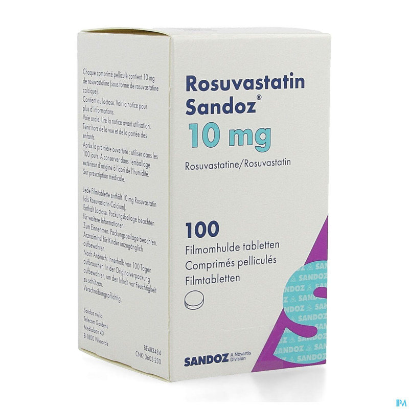 Rosuvastatin sandoz 10mg comp pell 100 hdpe