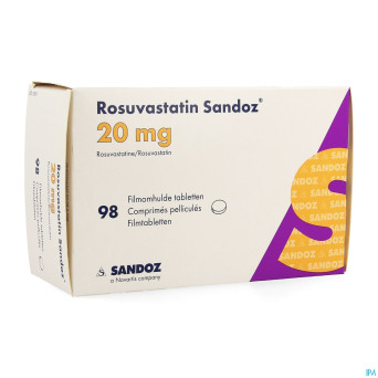 Rosuvastatin sandoz 20mg comp pell  98 opa/alu/pvc