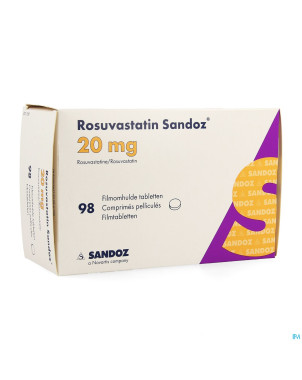 Rosuvastatin sandoz 20mg comp pell  98 opa/alu/pvc