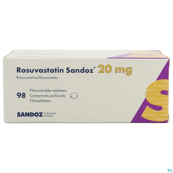 Rosuvastatin sandoz 20mg comp pell  98 opa/alu/pvc