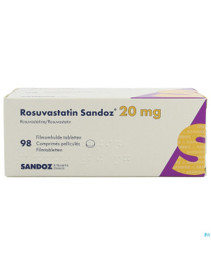 Rosuvastatin sandoz 20mg comp pell  98 opa/alu/pvc