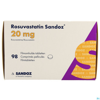 Rosuvastatin sandoz 20mg comp pell  98 opa/alu/pvc