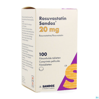 Rosuvastatin sandoz 20mg comp pell 100 hdpe