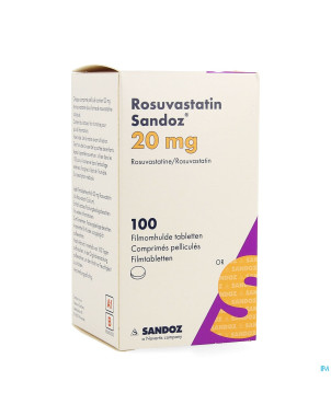 Rosuvastatin sandoz 20mg comp pell 100 hdpe