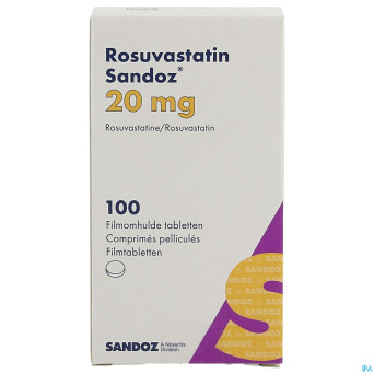 Rosuvastatin sandoz 20mg comp pell 100 hdpe