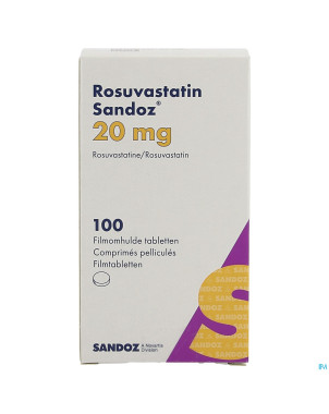 Rosuvastatin sandoz 20mg comp pell 100 hdpe