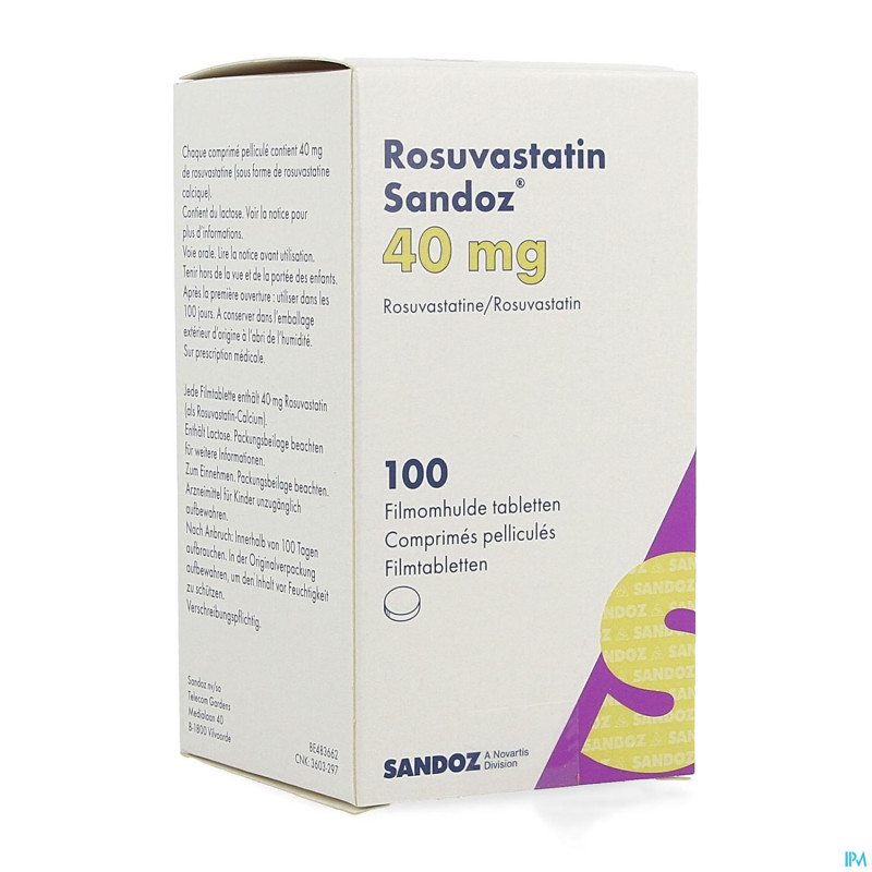 Rosuvastatin sandoz 40mg comp pell 100 hdpe