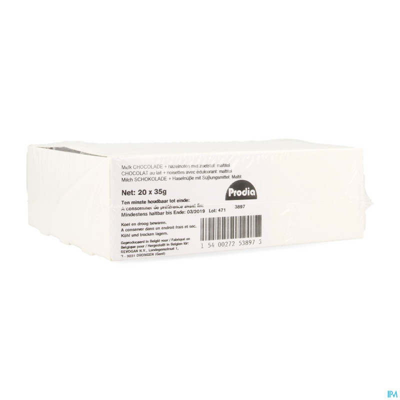 Prodia chocolat lait noisettes    20x35g revogan