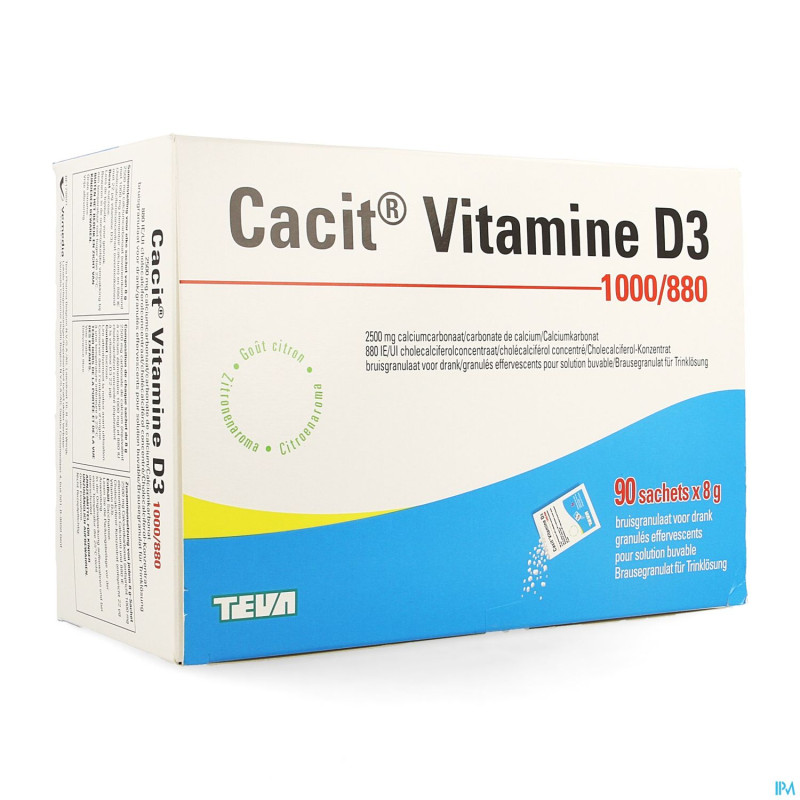 Cacit vit. d3 1000mg/880ui gran efferv. sach 90