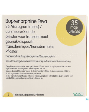 Buprenorphine teva 35,0mcg/h emplatre transderm. 5