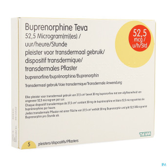 Buprenorphine teva 52,5mcg/h emplatre transderm. 5